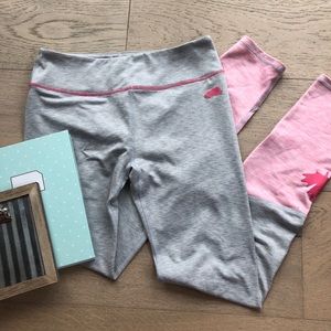 Roots kids Light gray and pink leggings 9-10